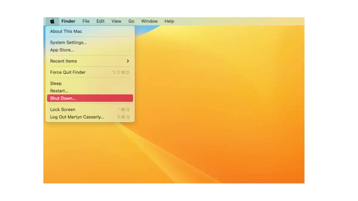 How to shut down a Mac via the menu
