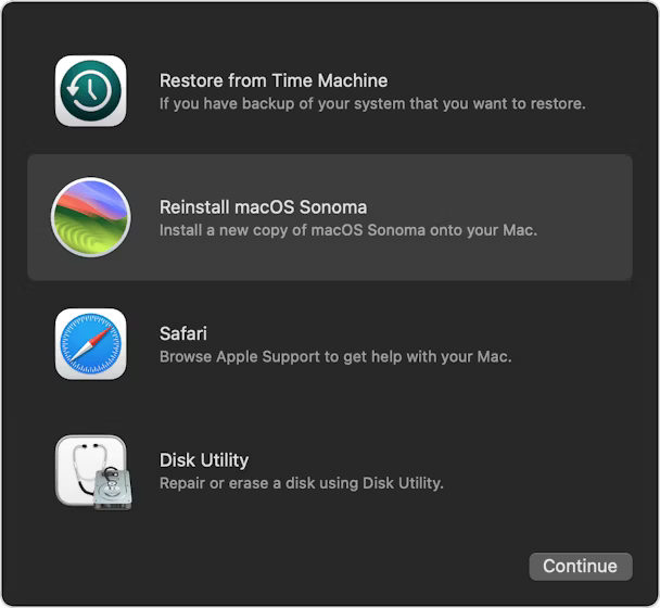 Select Reinstall macOS