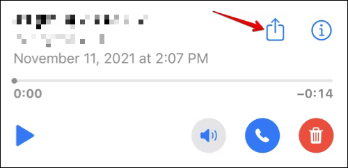 Tap it to open the share sheet and see the options for saving or sharing your voicemail