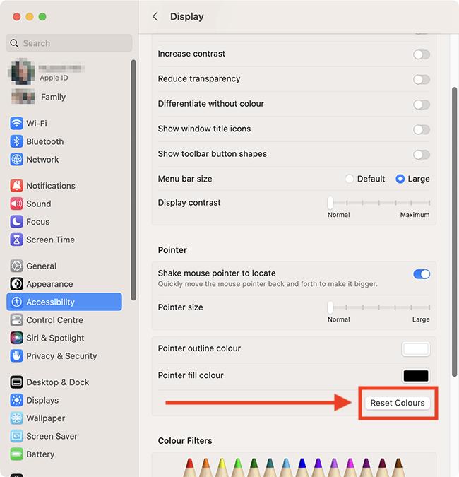 click the Reset Colours button.