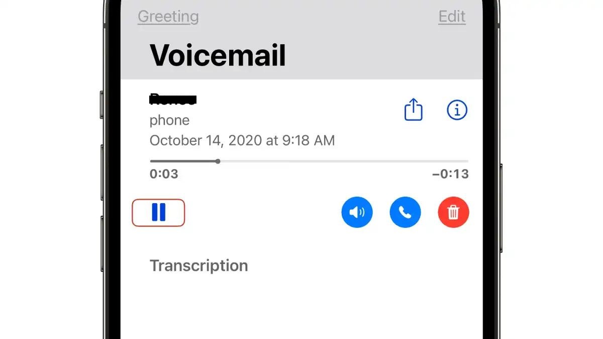 tap the Play button on the voicemail