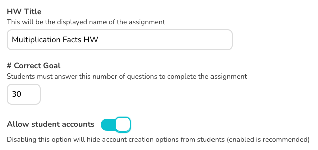 Blooket Homework Additional Settings