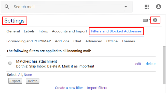 Filters and Blocked Addresses