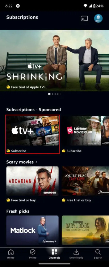 Apple TV Plus on Android Using Amazon Prime Video