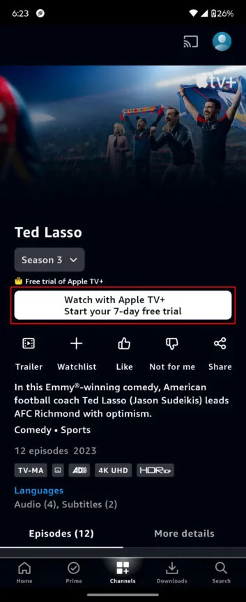 Tap on any video and select Watch with Apple TV+ to start your 7-day free trial.