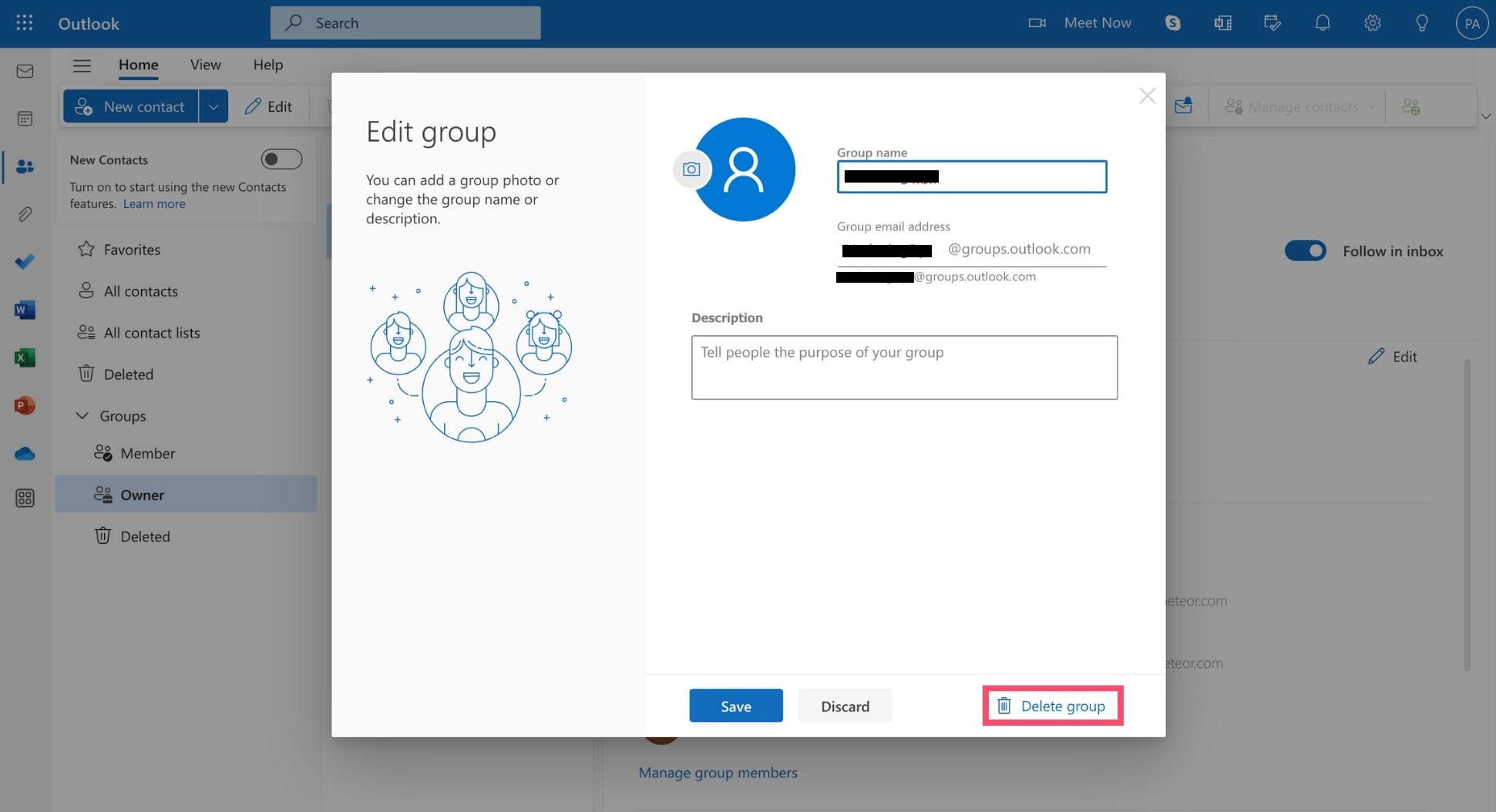 Choose Delete group
