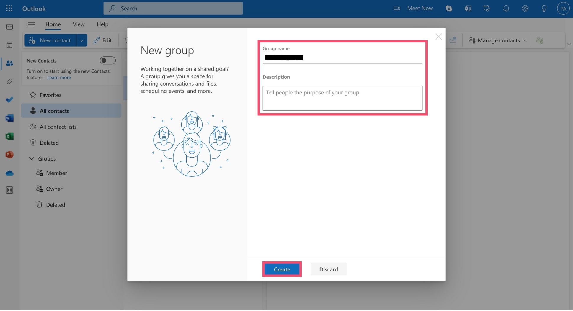 Enter a name for your group