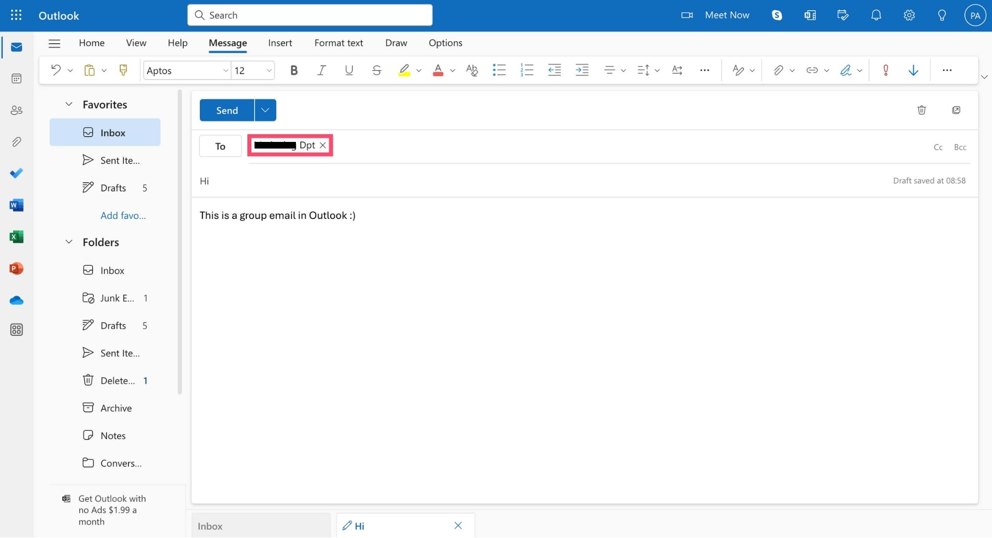 enter the email address of your contact group