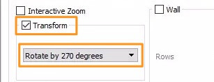 Screenshot of transform options
