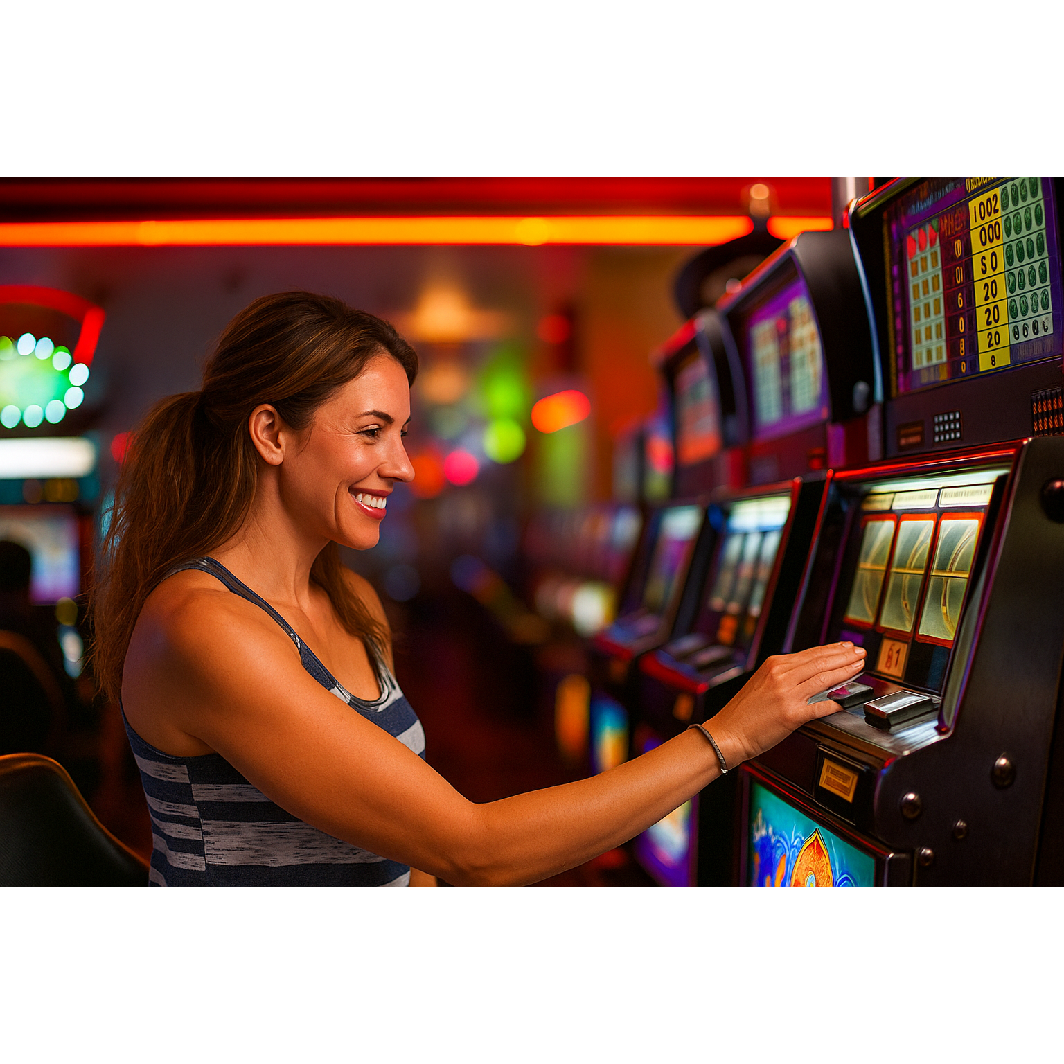 User playing a play-for-fun casino game